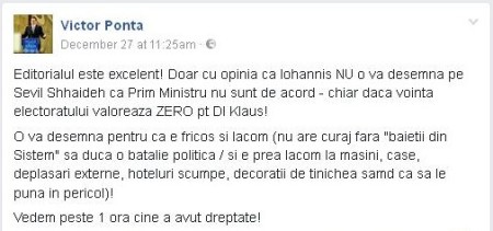 sursa: contul oficial de facebook al lui Ponta